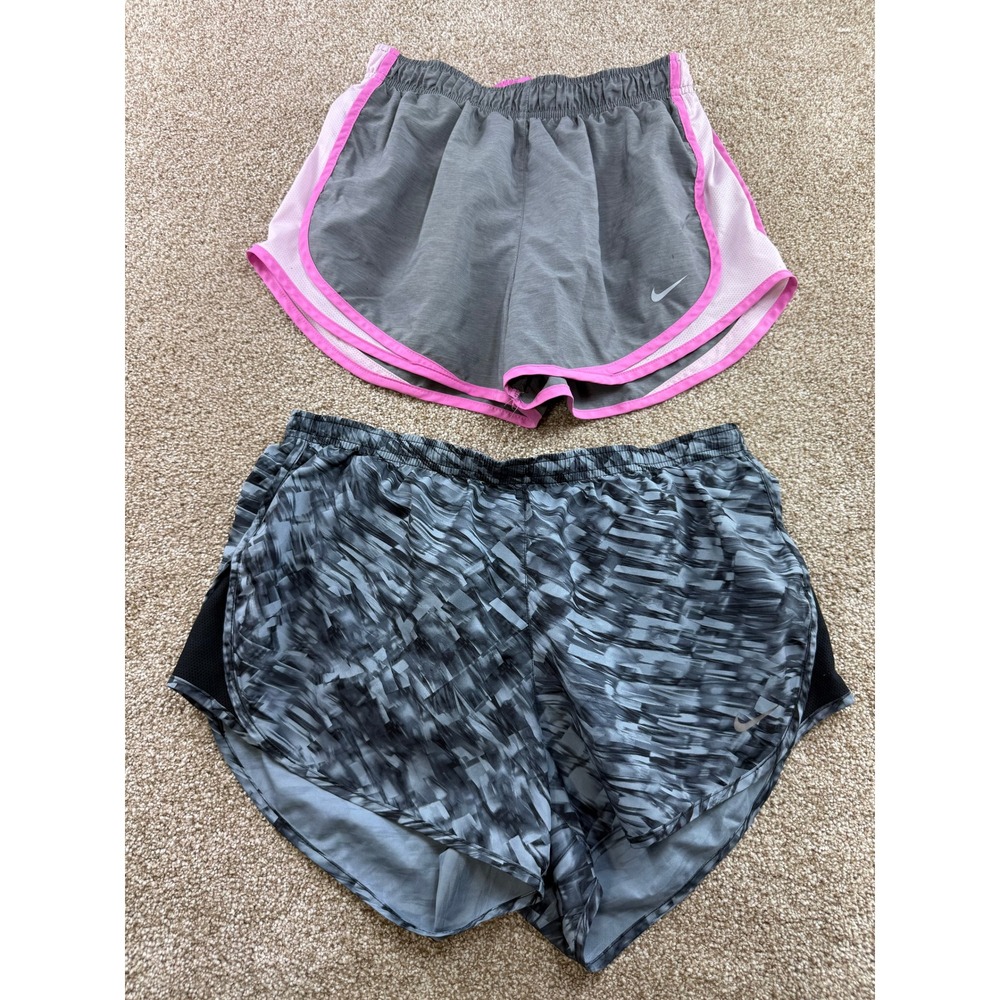 LOT Nike Womens Dri-FIT Running Shorts Grey Pink Abstract M Activewear Gym Run